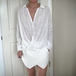 Nicholas K cotton cross over drape shirts